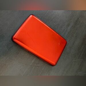 RFID Card Holder orange red, lots of slots for cards,